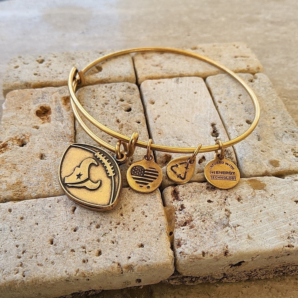 Alex and Ani gold NFL Houston Texans bracelet with charms